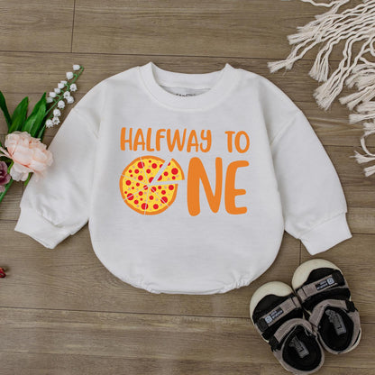 Cute Pizza Half Birthday Romper for Boys Adorable 1/2 Way To One Outfit Adorable Gift for Baby Boy First Birthday Celebration Cotton Soft Comfortable