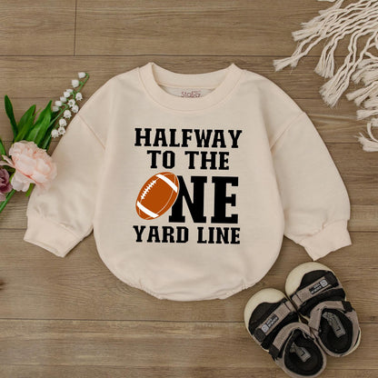 Half Way To One Football Birthday Romper Baby Boy Sport Outfit 1/2 Birthday Gift