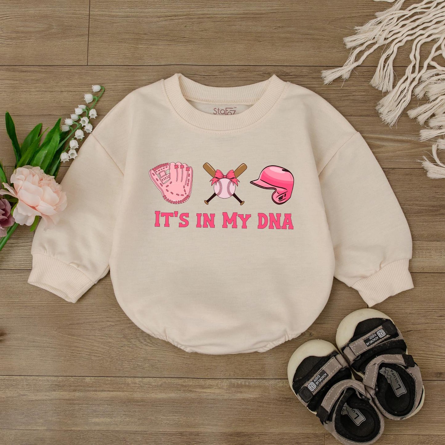 Football It's In My DNA Baby Girl Romper Bodysuit Birthday Outfit Sports Themed Shower Gift Newborn Infant Toddler Apparel
