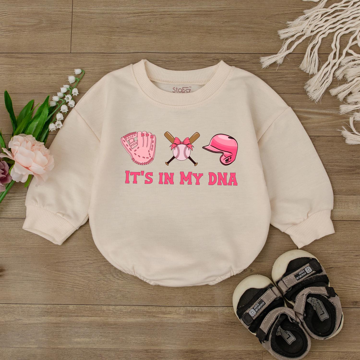 Football It's In My DNA Baby Girl Romper Bodysuit Birthday Outfit Sports Themed Shower Gift Newborn Infant Toddler Apparel