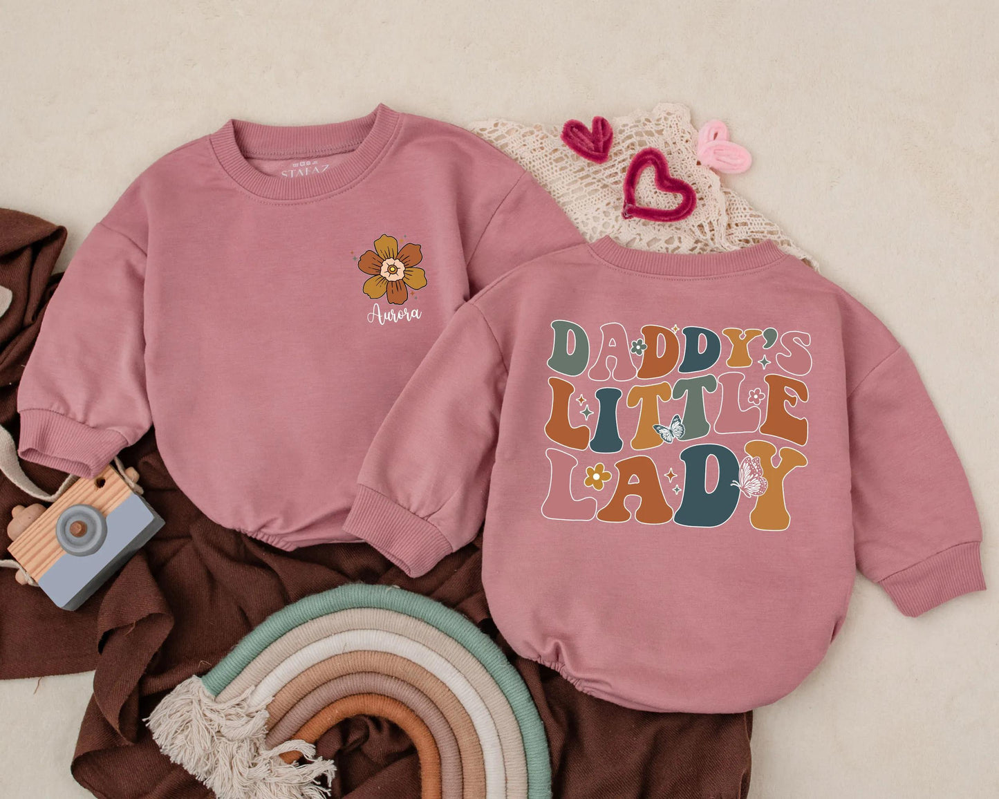 Daddy's Little Lady Romper Personalized Baby Girl Outfit Custom Infant Bodysuit Newborn Baby Gift for Dad