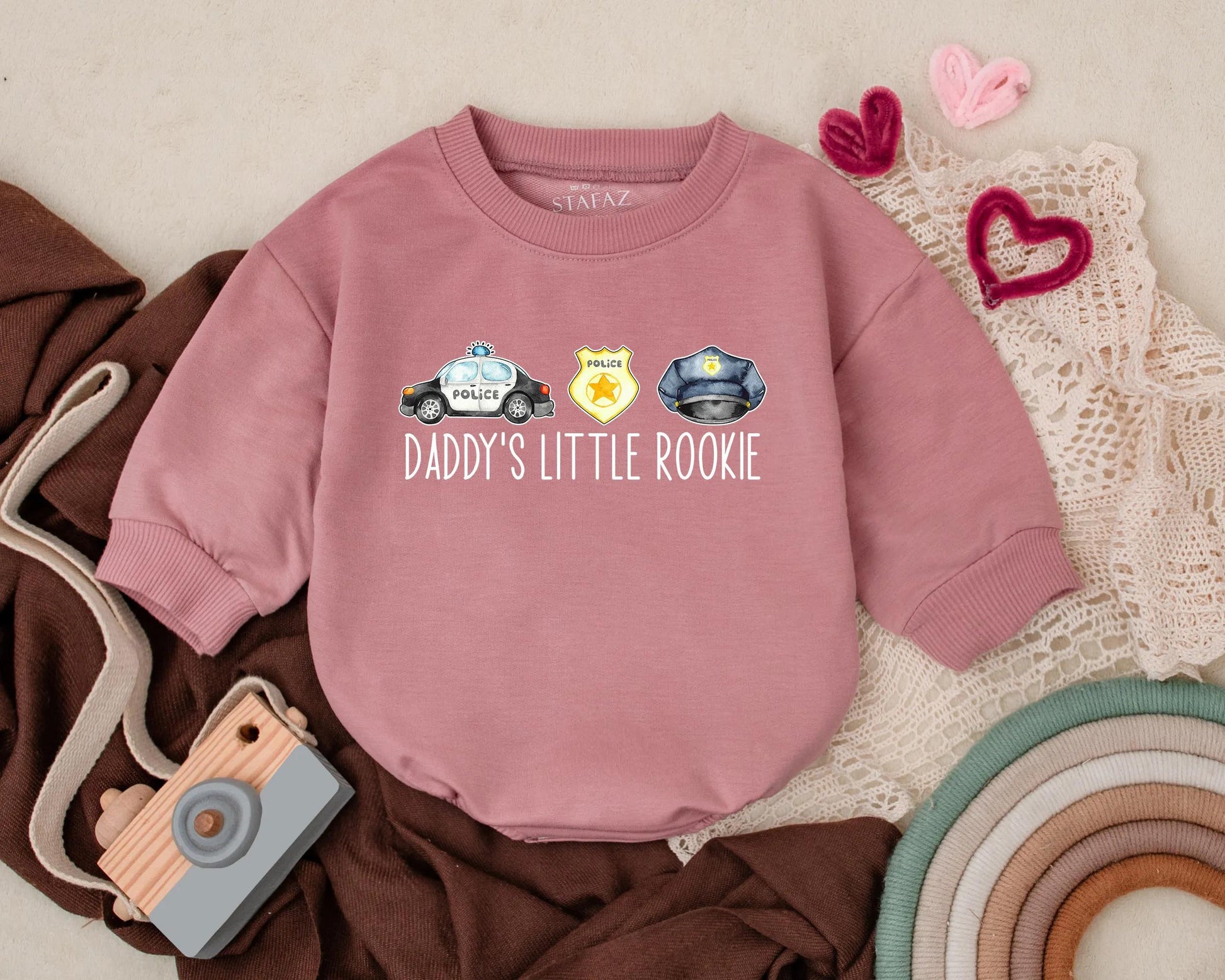 Daddy's Little Rookie Police Baby Romper, Cute Law Enforcement Outfit Gift for Dad, Newborn Boy Clothes, Infant Bodysuit
