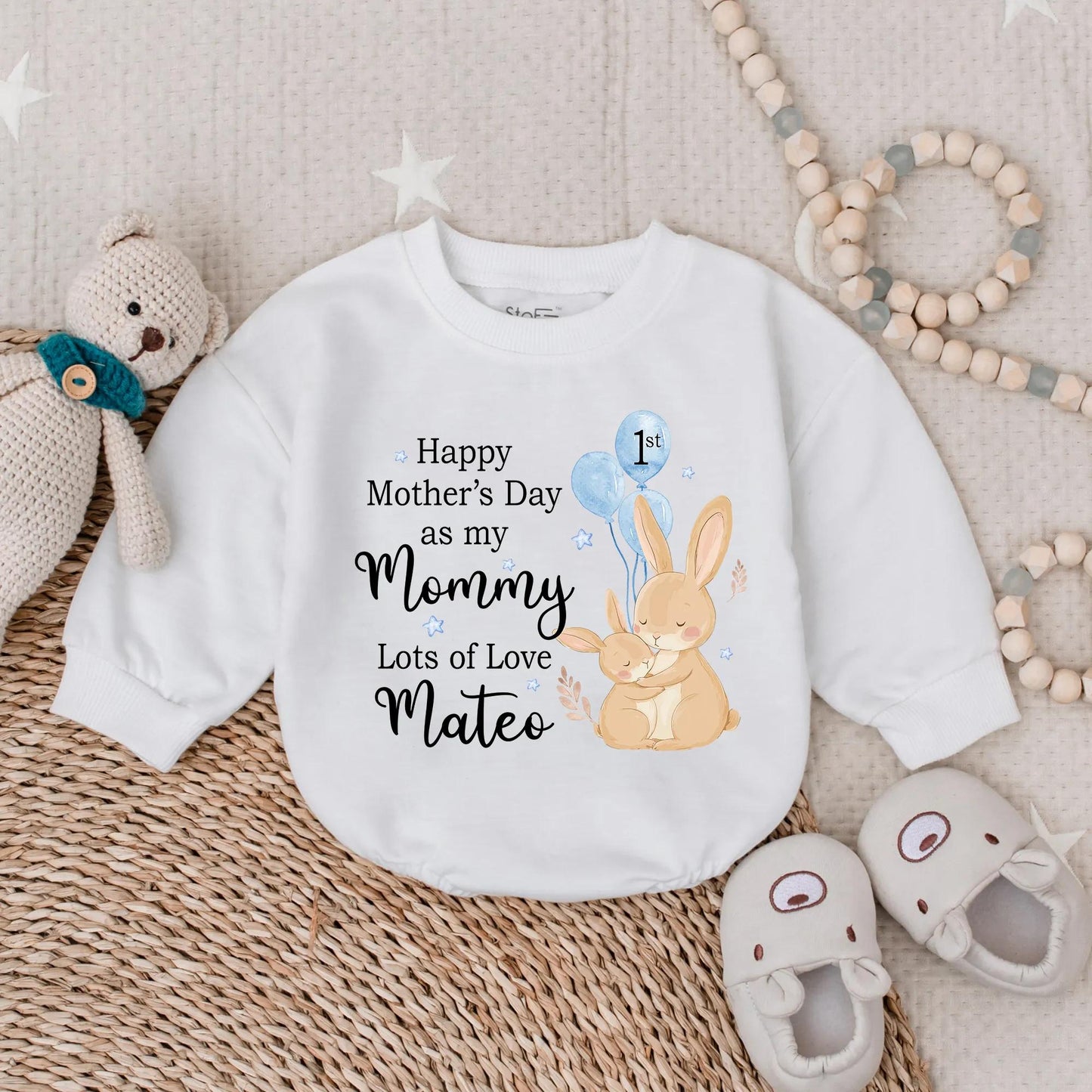 Happy 1st Mother's Day Bubble Romper Baby Boy Outfit Love My Mom Gift Newborn Bodysuit Cute Baby Shower Present
