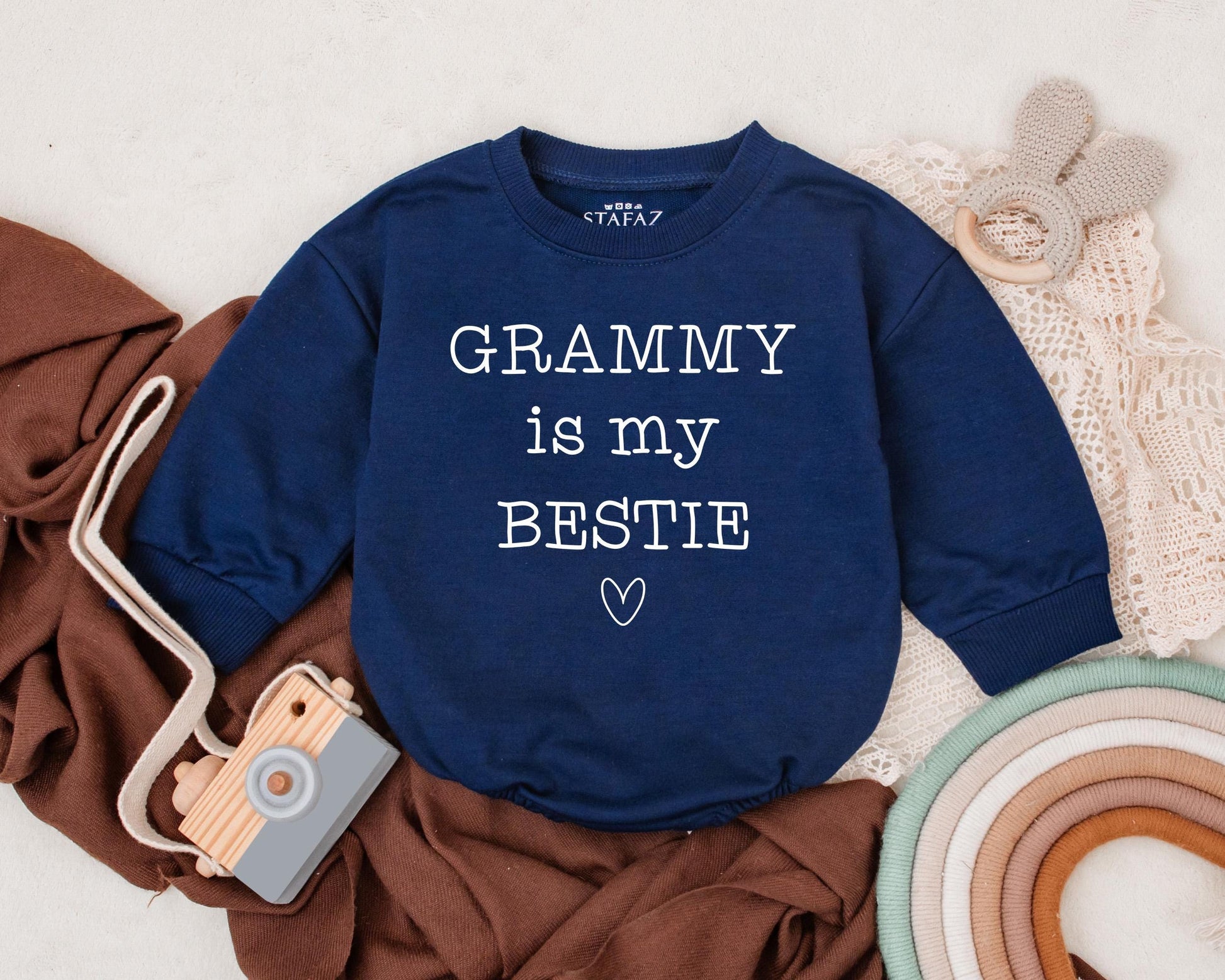 Grammy Is My Bestie Baby Bodysuit Funny Grandma Outfit Newborn Gift for Grandmother Cute Infant Romper Soft Cotton Apparel Mother's Day Baby Clothes