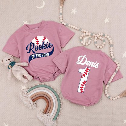 Rookie Of The Year Baseball Birthday Romper Navy Red Baby Boy, Sports Theme First Birthday Bodysuit, Baseball Party Outfit 130-140 Characters