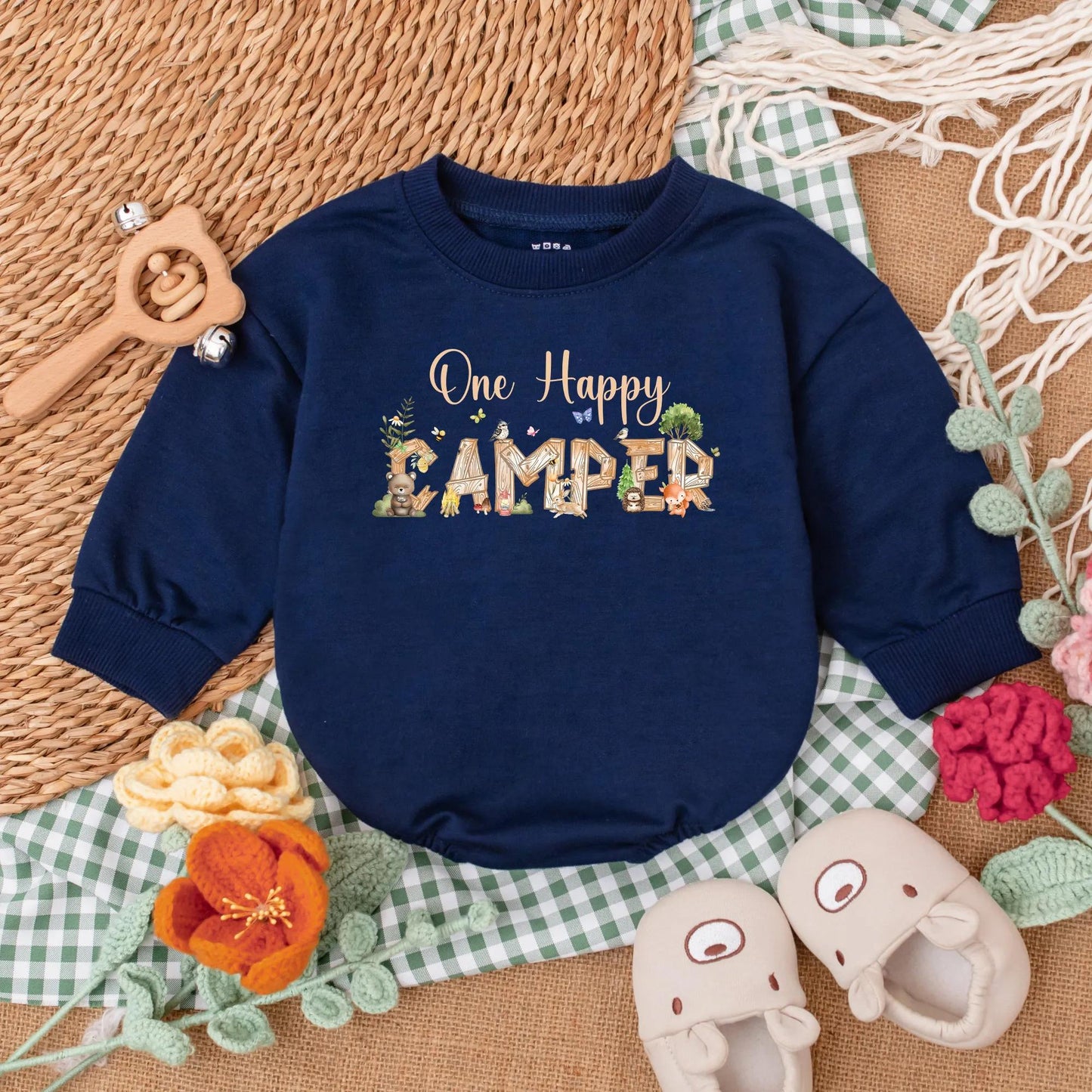 One Happy Camper 1st Birthday Baby Romper Outfit, Adventure Baby Clothes, Cake Smash Gift, Camping Party for Boy