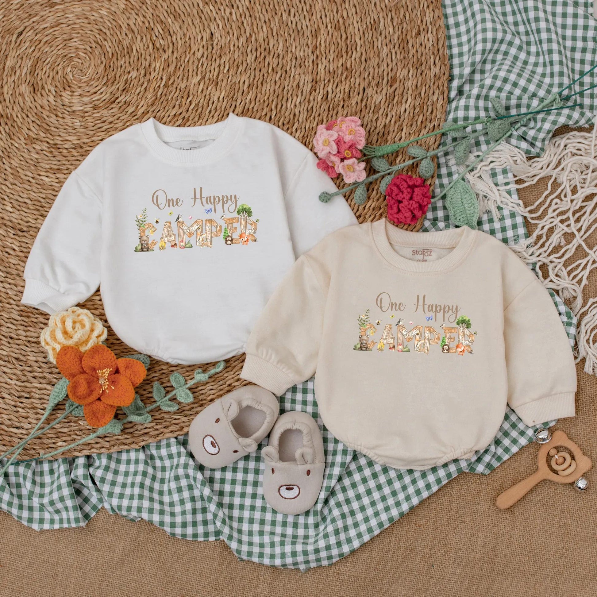 One Happy Camper 1st Birthday Baby Romper Outfit, Adventure Baby Clothes, Cake Smash Gift, Camping Party for Boy