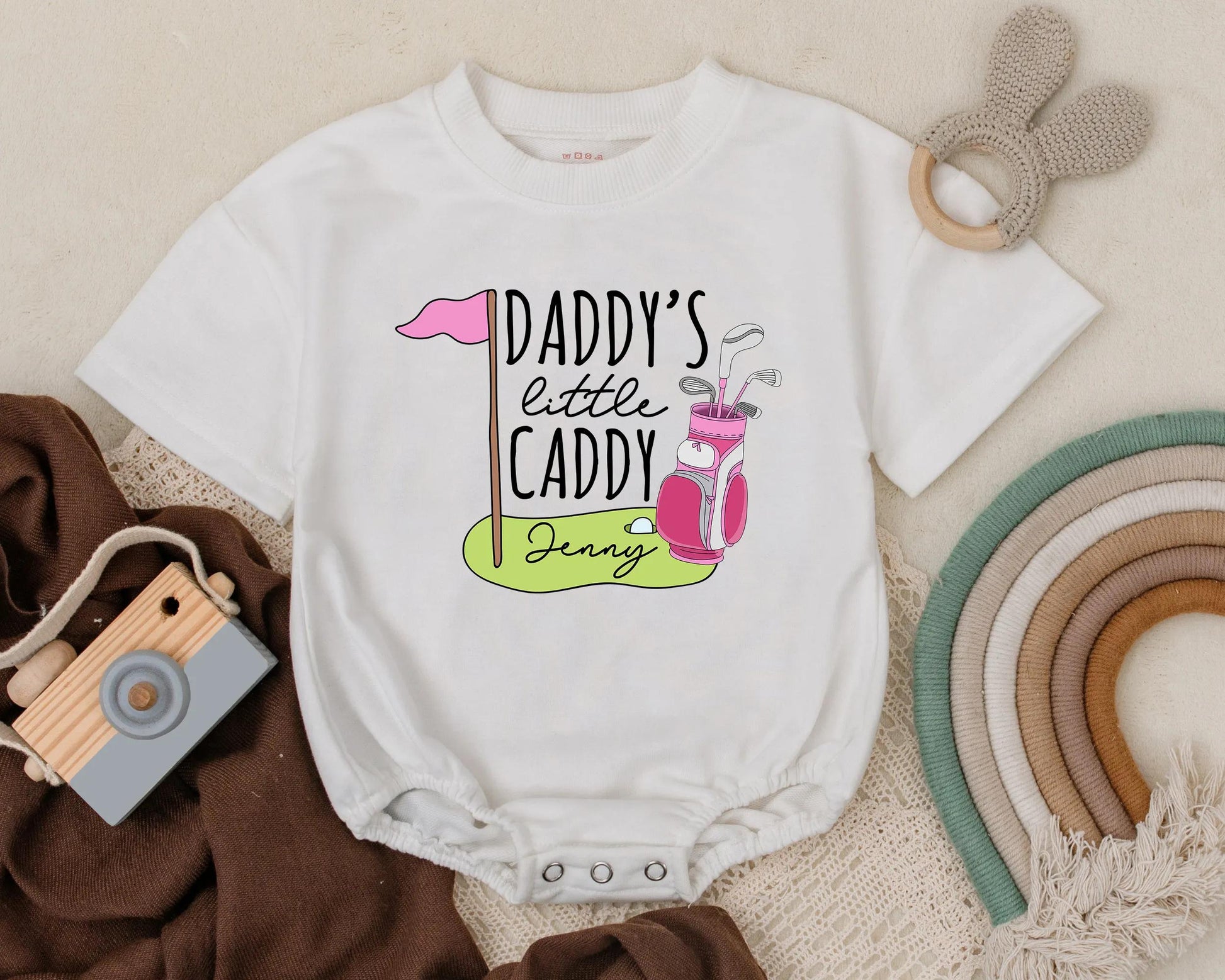 Daddy's Little Caddy Romper Golf Baby Outfit First Father's Day Gift Newborn Bodysuit Personalized Golf Themed Baby Shower