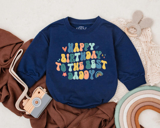 Personalized Happy Birthday Daddy Baby Bubble Romper Newborn Infant Outfit Cute Father's Day Gift Idea for Boys Organic Cotton Baby Shower Present