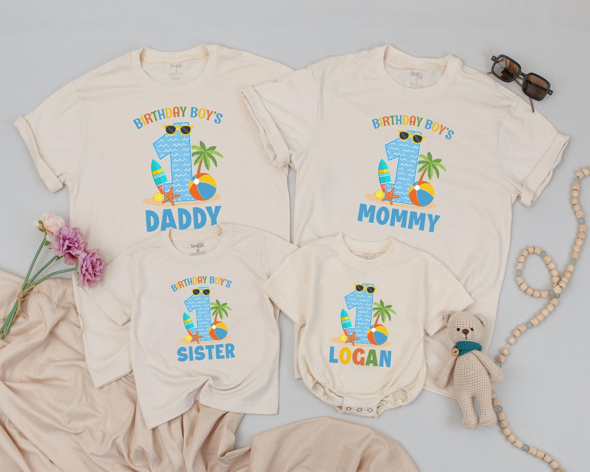 Matching Family Summer 1st Birthday Shirts: Beach Vibes for Baby Boy & Girl's First Birthday Party! Tropical Family Vacation Outfits