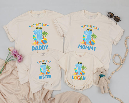 Matching Family Summer 1st Birthday Shirts: Beach Vibes for Baby Boy & Girl's First Birthday Party! Tropical Family Vacation Outfits