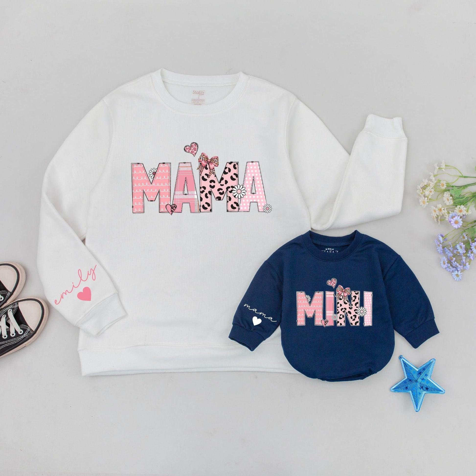 Personalized Mama & Mini Matching Sweatshirts, Mother Daughter Sweater Set, New Mom Gift, Baby Shower Gift, Mom Life Outfit