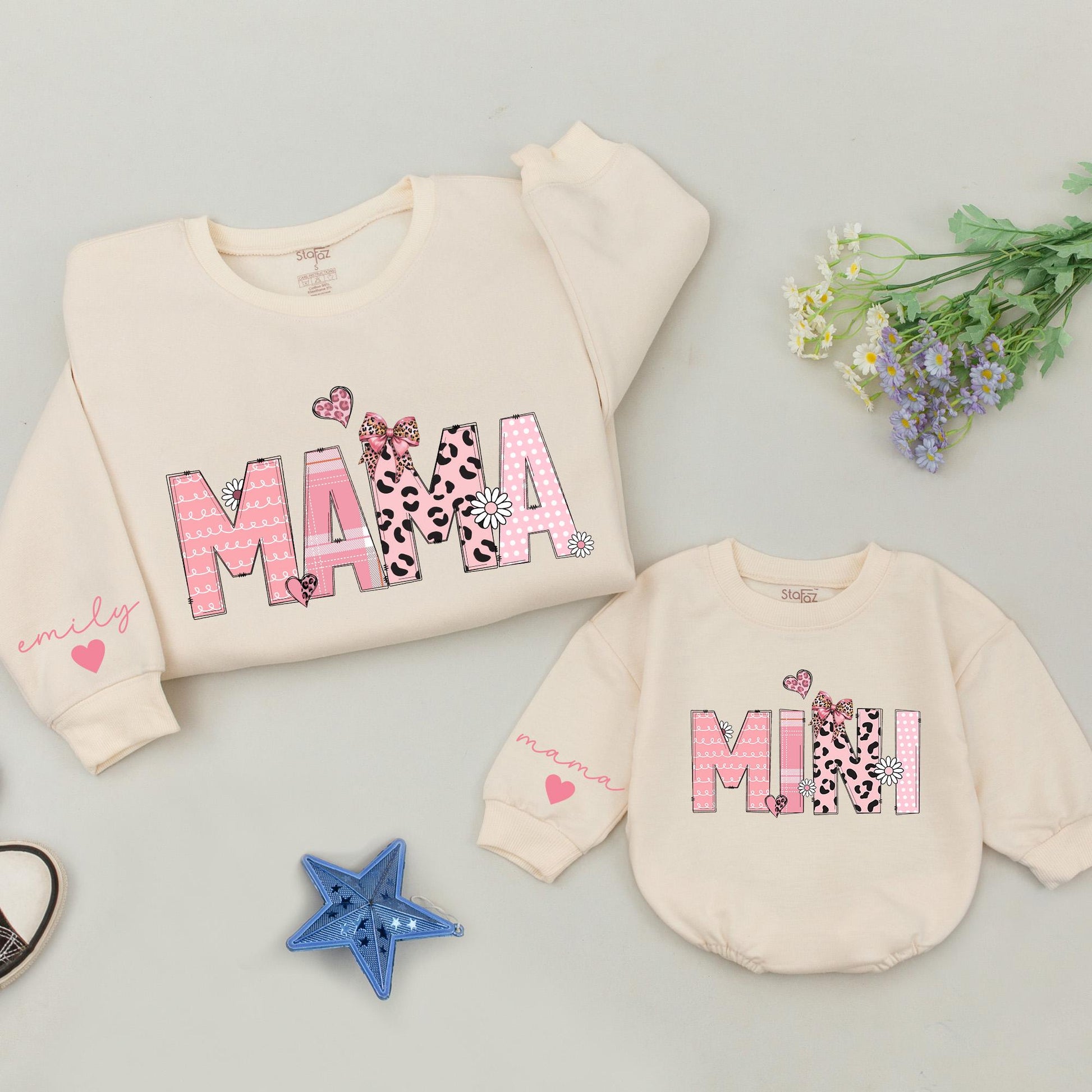Personalized Mama & Mini Matching Sweatshirts, Mother Daughter Sweater Set, New Mom Gift, Baby Shower Gift, Mom Life Outfit