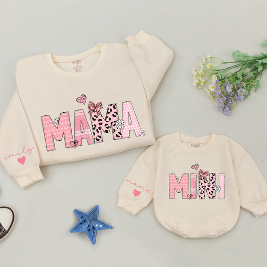 Personalized Mama & Mini Matching Sweatshirts, Mother Daughter Sweater Set, New Mom Gift, Baby Shower Gift, Mom Life Outfit