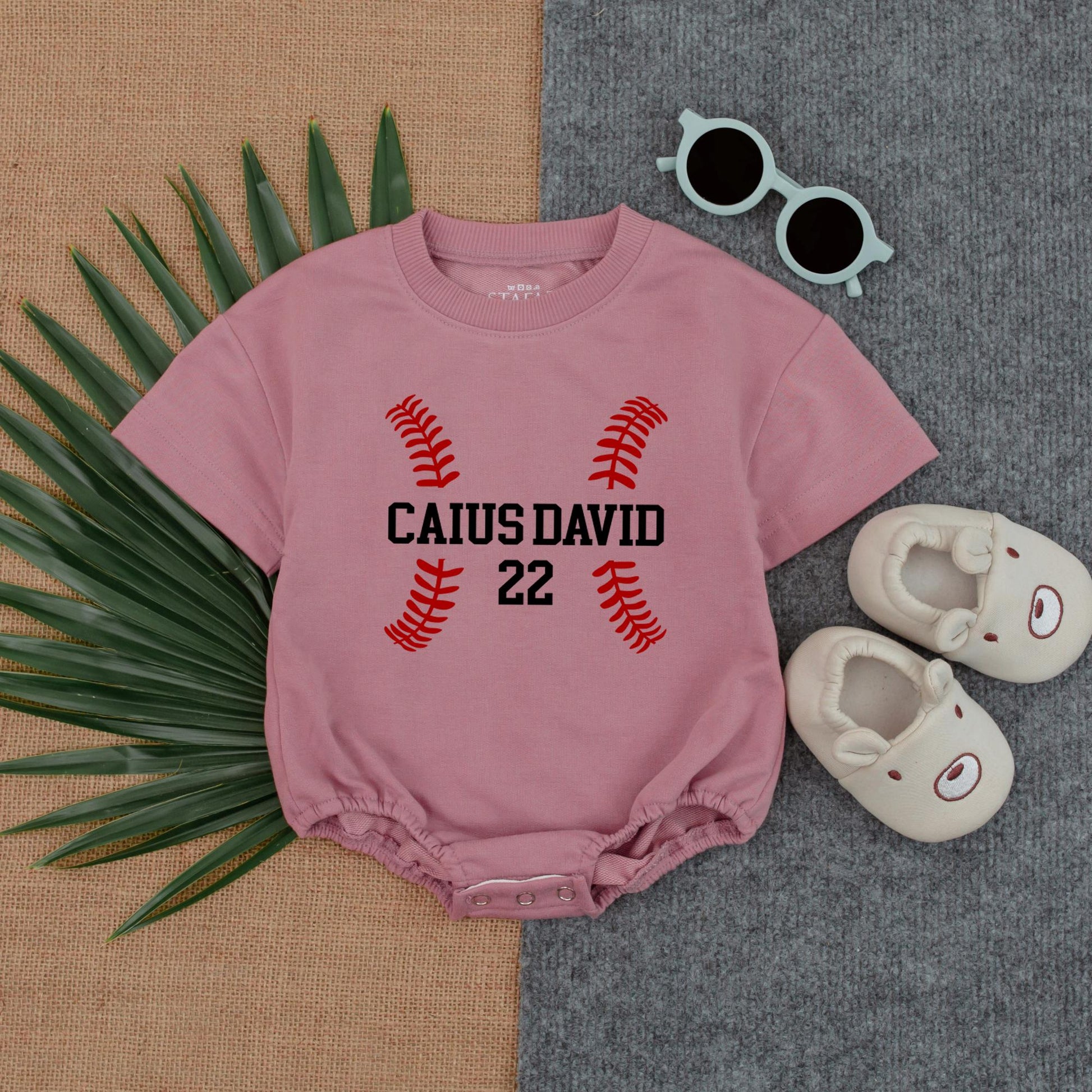 Custom Baseball T-shirt Bubble Romper for Baby's Game Day Outfit, Short Sleeve Sibling Fan Apparel for Baseball Season and Baseball Lover Gift