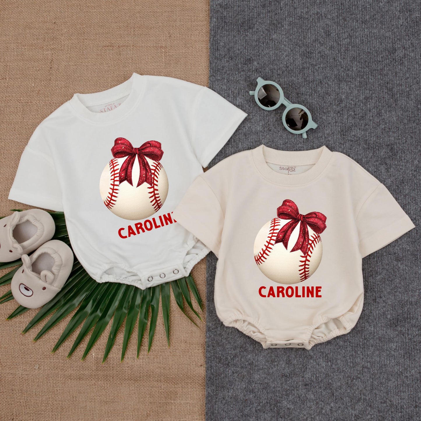 Personalized Girl Baseball Bow Romper Game Day Outfit Baby Sister Baseball Season Sports Baby Shower Gift