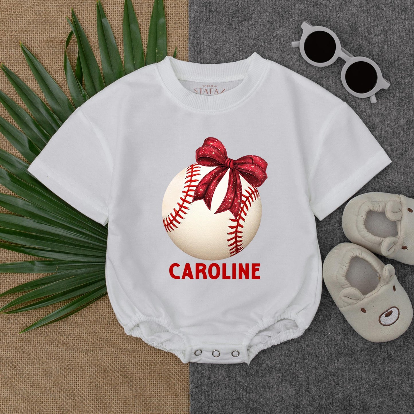 Personalized Girl Baseball Bow Romper Game Day Outfit Baby Sister Baseball Season Sports Baby Shower Gift