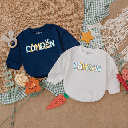Personalized Easter Baby Boy Romper Custom My First Easter Outfit Bubble Bodysuit Cute Bunny Gift