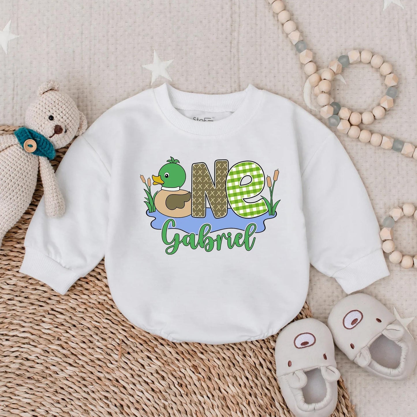 Custom Duck First Birthday Bubble Romper Baby Boy One Year Old Cute Comfortable Baby Outfit Celebration Party Wear Gift