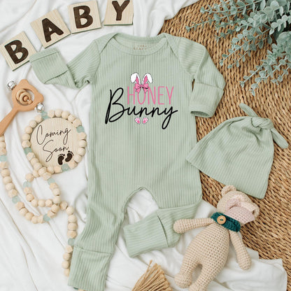 Delightful Honey Bunny Easter Baby Bodysuit a Comfortable Newborn Outfit Perfect Christian Holiday Baby Shower Gift Clothes