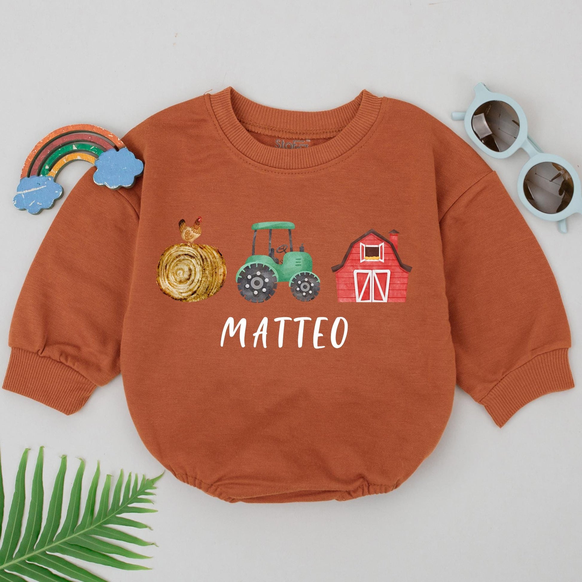 Personalized Name Farm Baby Romper for First Birthday Retro Western Cowgirl Cowboy Soft Cotton Infant Outfit Gift