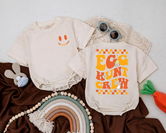 Egg Hunt Crew Baby Bubble Romper - My First Easter Outfit & Baby Shower Gift - Bunny Romper for Infants & Toddlers