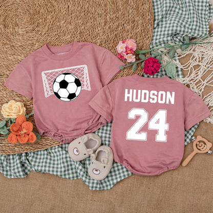 Personalized Soccer Baby Romper Watching Soccer with Daddy Gameday Outfit Cute Soccer Lover Gift for Father's Day