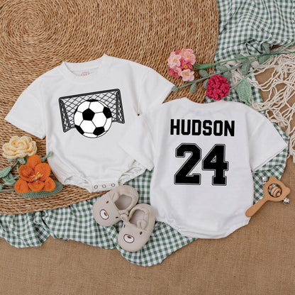 Personalized Soccer Baby Romper Watching Soccer with Daddy Gameday Outfit Cute Soccer Lover Gift for Father's Day