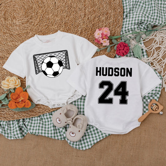 Personalized Soccer Baby Romper Watching Soccer with Daddy Gameday Outfit Cute Soccer Lover Gift for Father's Day