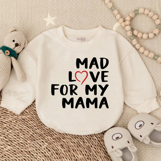 Mad Love for My Mama Bubble Romper Sweet First Mother's Day Baby Clothes Newborn Gift for New Moms