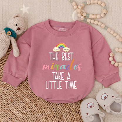 The Best Miracles Take Time Rainbow Baby Bubble Romper Newborn Gift Mother's Day Shower Gift Cute Baby Clothes First Mother's Day