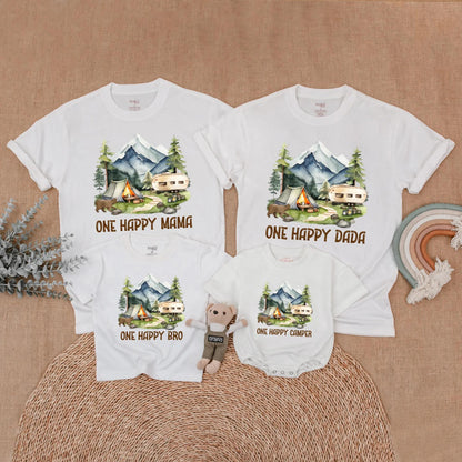 One Happy Camper 1st Birthday Matching Family Shirts | Camping First Birthday Outfit Boy, Adventure Theme, Outdoor Party, Summer Trip