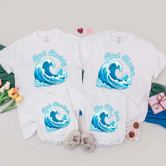 Personalized Surf First Birthday Family Matching T-Shirts Summer Vacation Beach Party Tees for Mom Dad Baby Kid Gifts