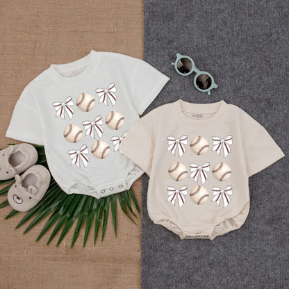 Vintage Baseball Bow Romper Newborn Baby Girl Gift, Gameday Outfit, Baseball Lover Tee, Custom Baby Shower Gift