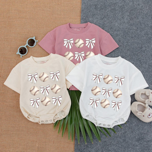 Vintage Baseball Bow Romper Newborn Baby Girl Gift, Gameday Outfit, Baseball Lover Tee, Custom Baby Shower Gift
