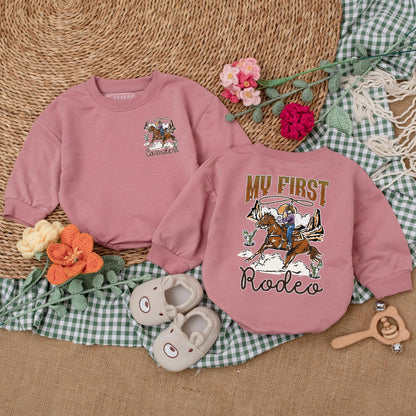 Personalized My First Rodeo Romper Western Cowboy Outfit 1st Birthday Baby Boy Clothes