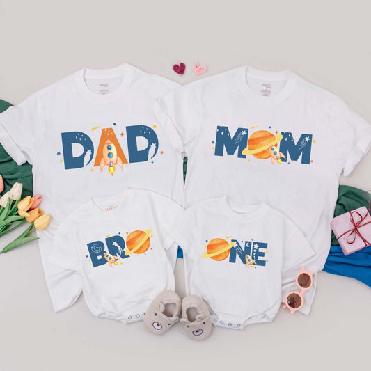 Personalized Space Birthday Family Matching T-Shirt for 1st Birthday Boy First Trip Around the Sun Astronaut Tee Gift