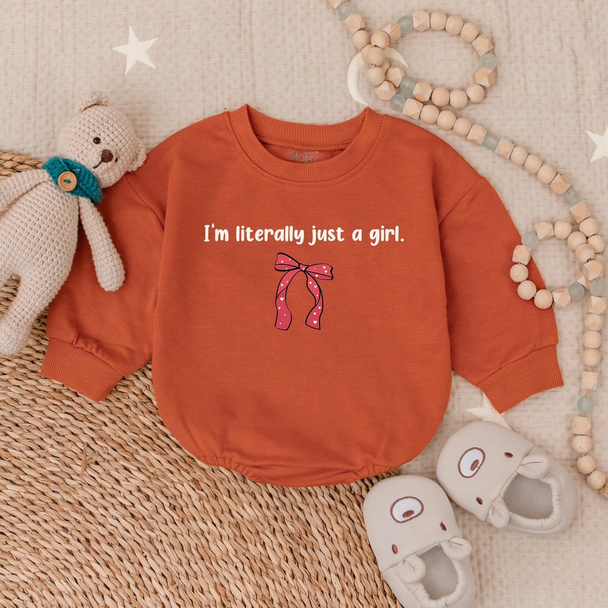 I'm Just A Girl Baby Bubble Romper Perfect Gender Reveal Baby Shower and Coming Home Outfit