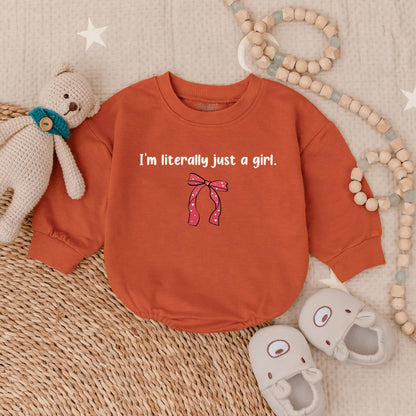 I'm Just A Girl Baby Bubble Romper Perfect Gender Reveal Baby Shower and Coming Home Outfit