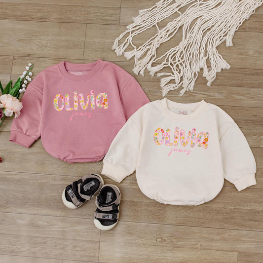 Custom First + Middle Name Baby Girl Romper, Baby Shower Gift, Newborn Clothes, Cute Outfit, Personalized Baby Girl Gift