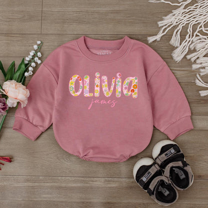 Custom First + Middle Name Baby Girl Romper, Baby Shower Gift, Newborn Clothes, Cute Outfit, Personalized Baby Girl Gift