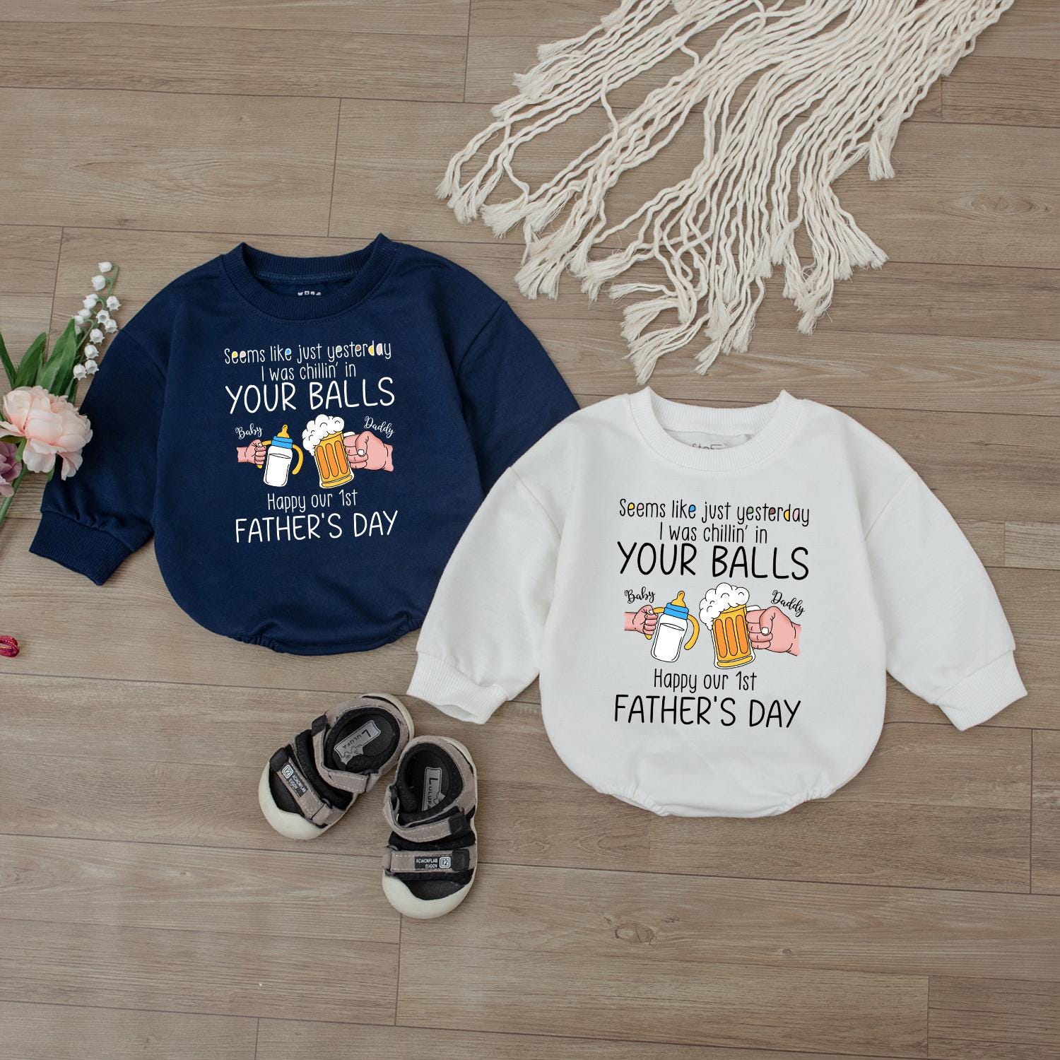 Happy First Father's Day Baby Romper Cute Newborn Outfit 1st Fathers Day Shirt Baby Bodysuit Best Daddy Gift Shower Gift Idea