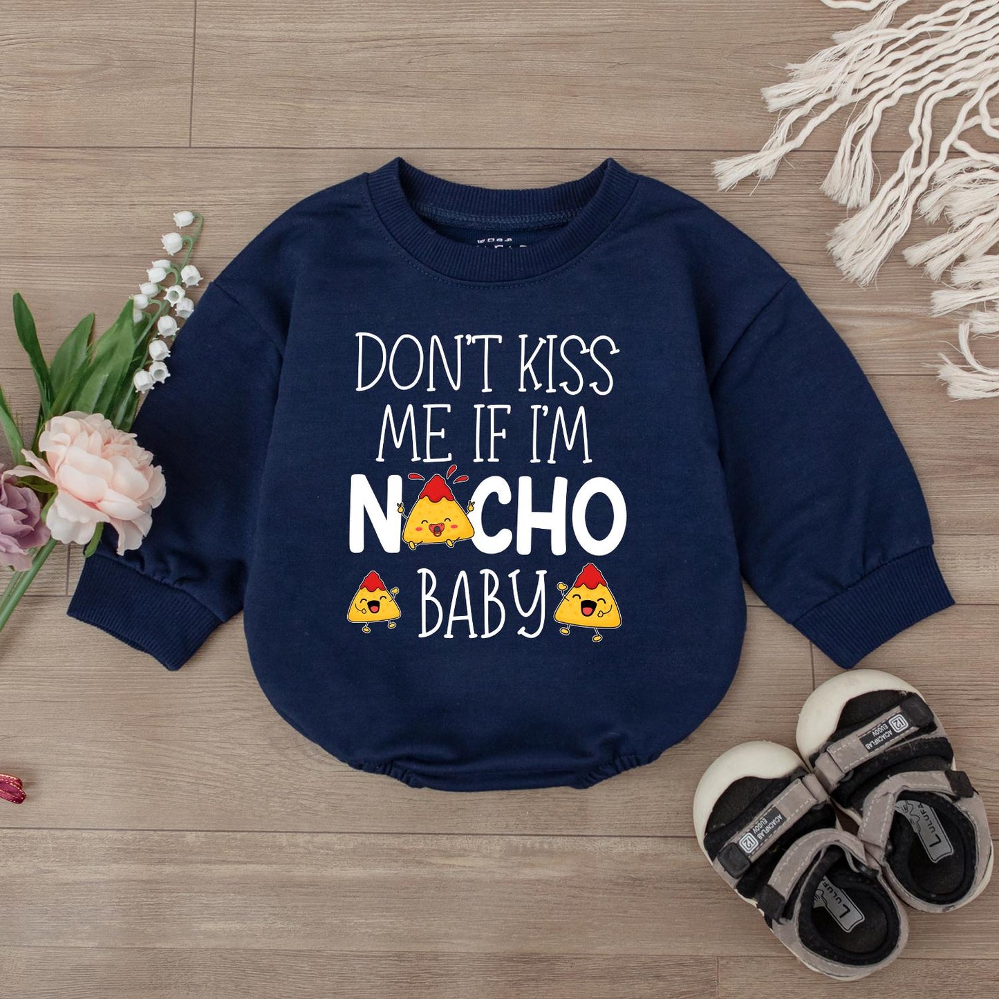 Do Not Kiss Me If I'm Nacho Baby Romper Newborn Outfit First Birthday Gift Baby Girl Clothes Announcement Gender Neutral