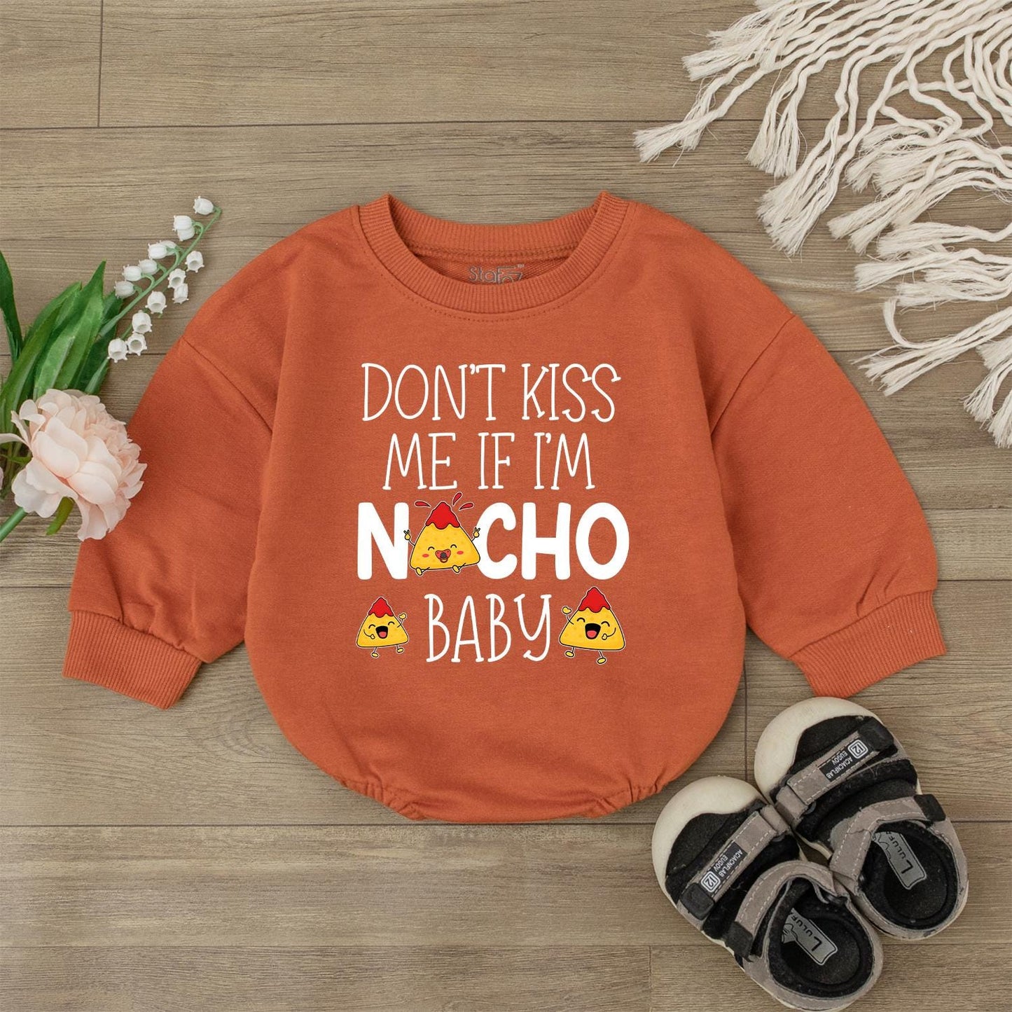 Do Not Kiss Me If I'm Nacho Baby Romper Newborn Outfit First Birthday Gift Baby Girl Clothes Announcement Gender Neutral