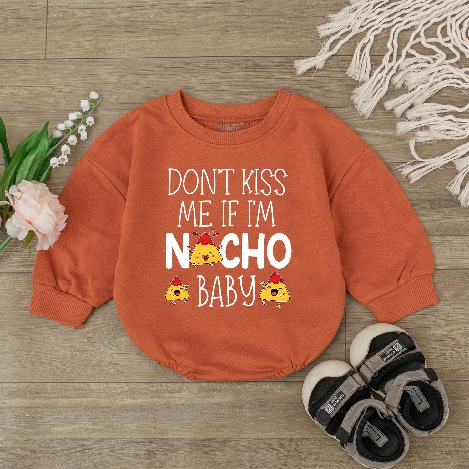 Do Not Kiss Me If I'm Nacho Baby Romper Newborn Outfit First Birthday Gift Baby Girl Clothes Announcement Gender Neutral
