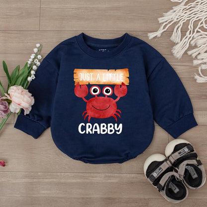 I'm A Little Crabby Baby Romper Cute Summer Beach Ocean Outfit Infant Clothes Funny Baby Ocean Theme Jumpsuit Bodysuit Boy Girl Shower Gift First Birthday