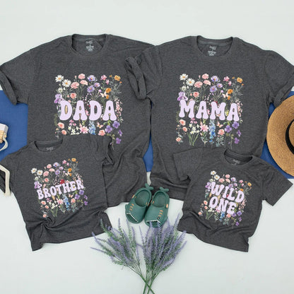 Matching Boho Wild One Wildflower 1st Birthday Girl Shirts Family Outfit, Daddy, Mom, The Wild One First, Birthday Party