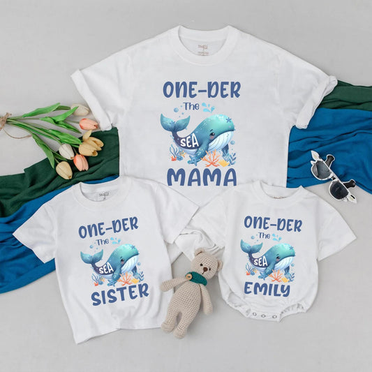 Personalized Oneder The Sea Birthday T-Shirts Mermaid Party Outfit First Birthday Boy Romper Ocean Sea Gifts
