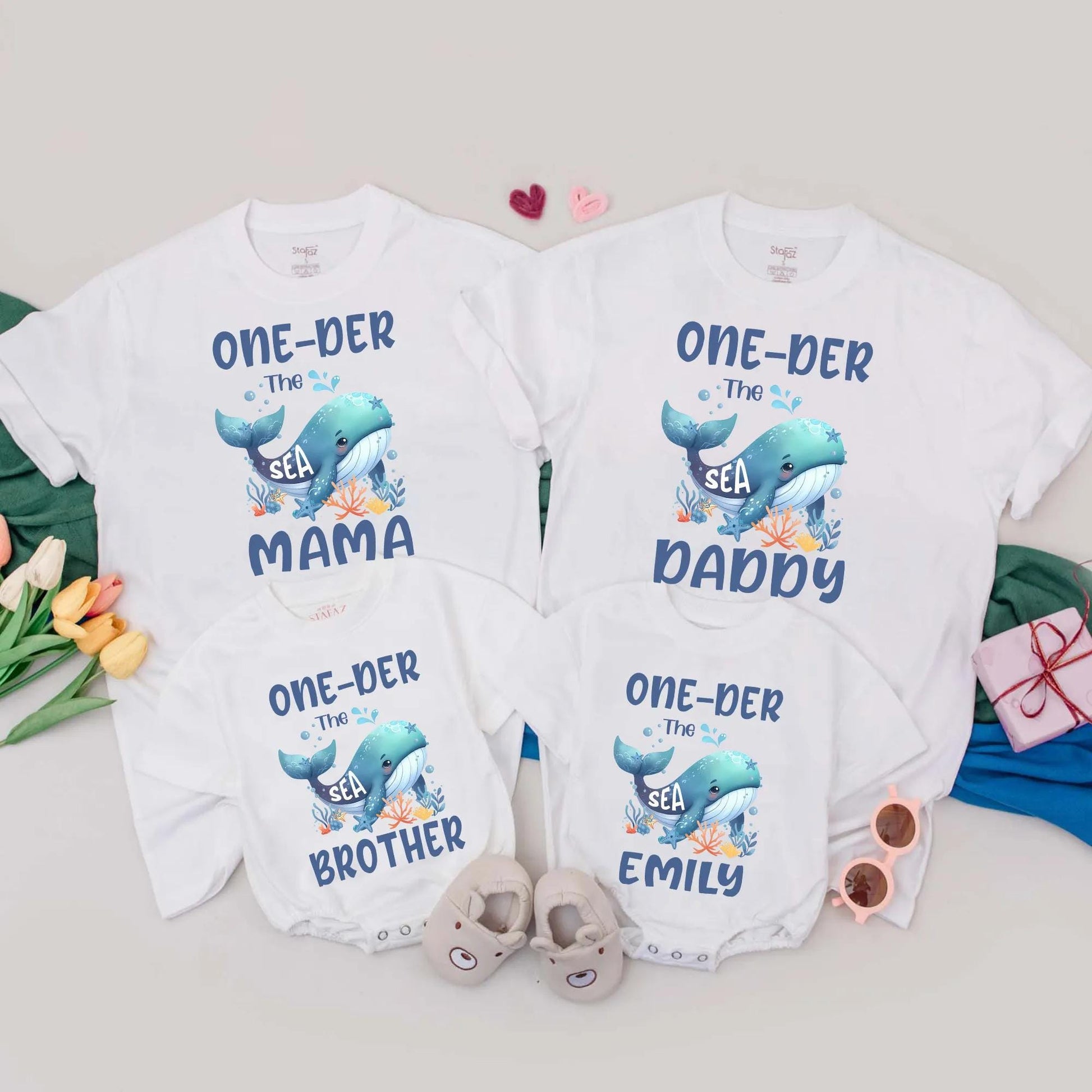 Personalized Oneder The Sea Birthday T-Shirts Mermaid Party Outfit First Birthday Boy Romper Ocean Sea Gifts