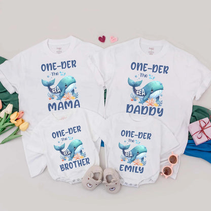 Personalized Oneder The Sea Birthday T-Shirts Mermaid Party Outfit First Birthday Boy Romper Ocean Sea Gifts